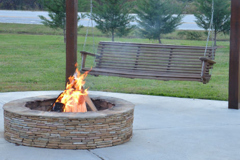 Community Campfire Pit with Bench Swing